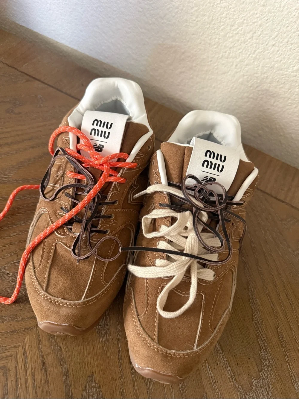 Miu Miu women Brown Suede Lace-Up Sneakers